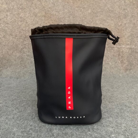 Prada Luna Rossa Black and Red Toiletry Travel Bag Drawstring Cosmetic Pouch - Picture 2 of 11